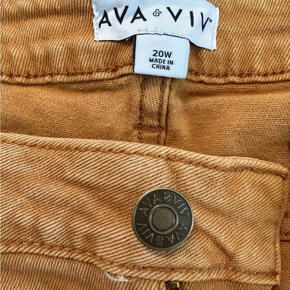 Ava & Viv Cut Off Jean Shorts Women's  Mid Rise Denim Brown Rust Size 20W - Picture 14 of 15